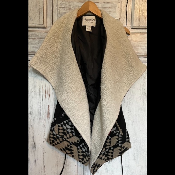 American Rag western style vest, Small, tie waist, wool blend, 4 front pockets - Picture 3 of 13